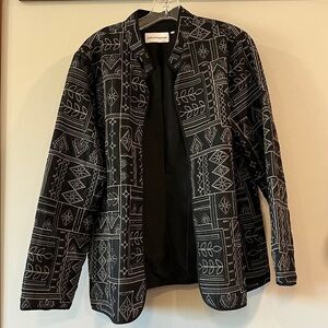 Alfred Dunner - Black‎ and Beige lightweight blazer, embroidered